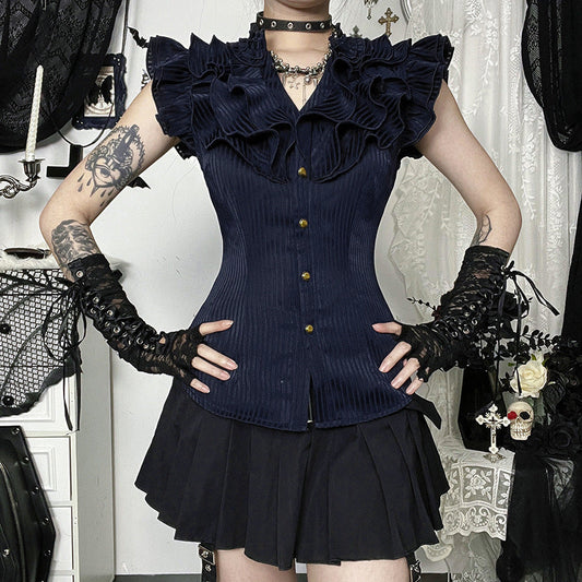 V-Neck Sleeveless Shirt Stylish Casual Polyester Top