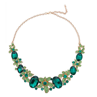 Exaggerated Vintage Gemstone Necklace and Earring Jewelry Set