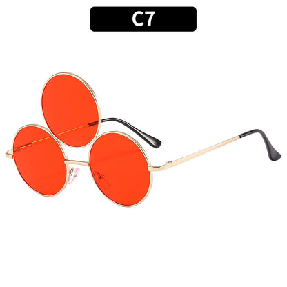 Trendy Round Sunglasses with Unique Double Ring Design