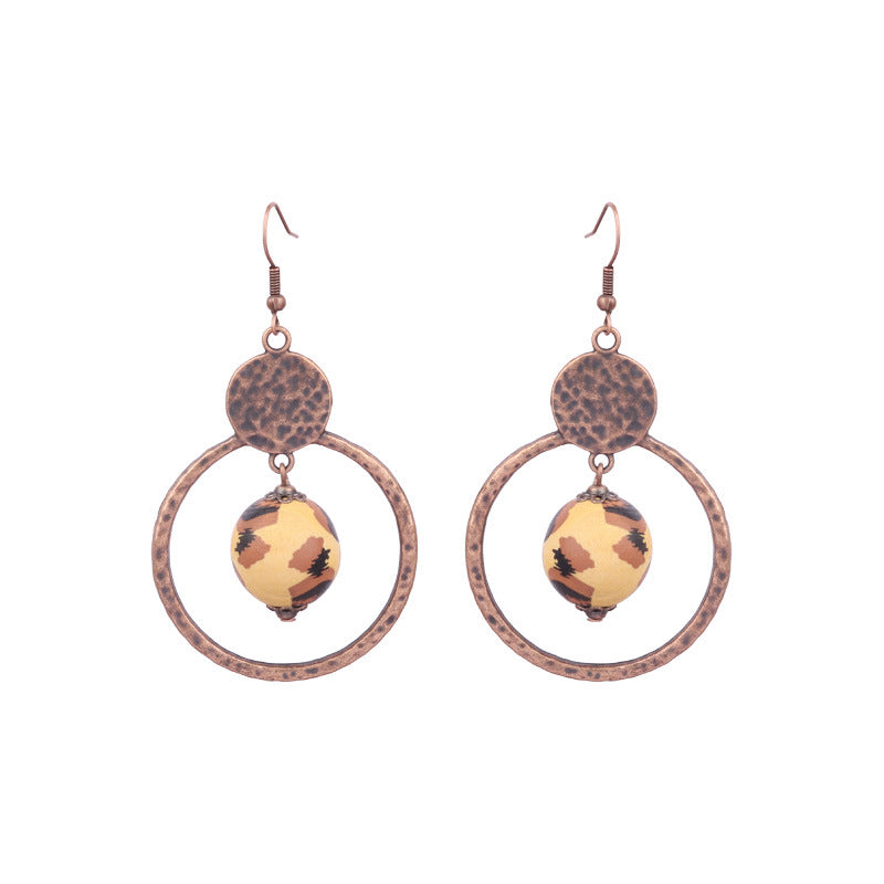 Retro Water Drop Shape Wooden Earrings Handcrafted with Tassels