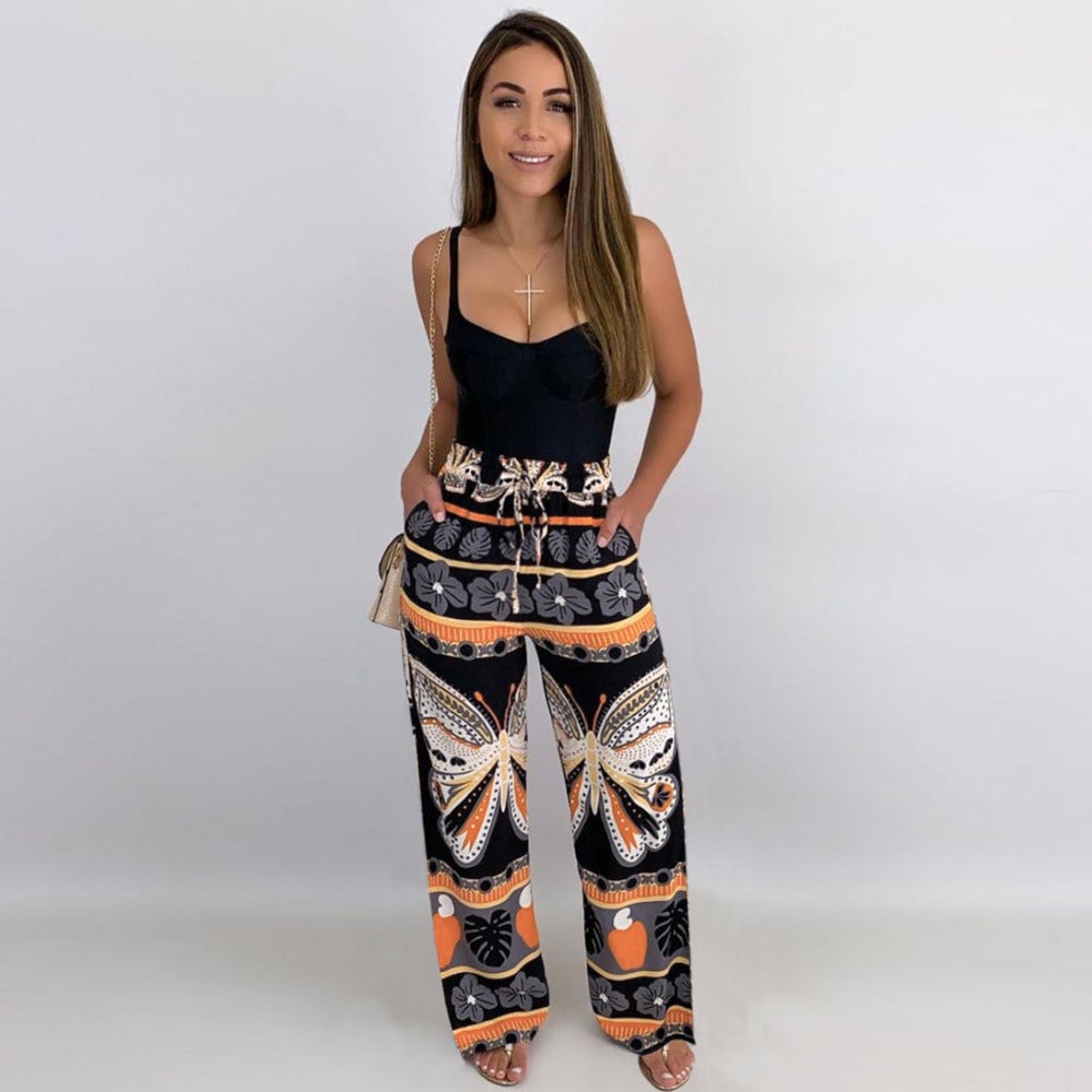 Casual Pants High Waist Wide Leg Pants Slim Straight Beach Trousers