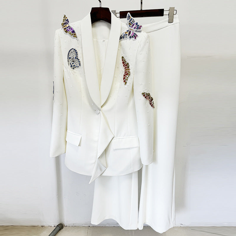 Butterfly Embellished Blazer Pants Set