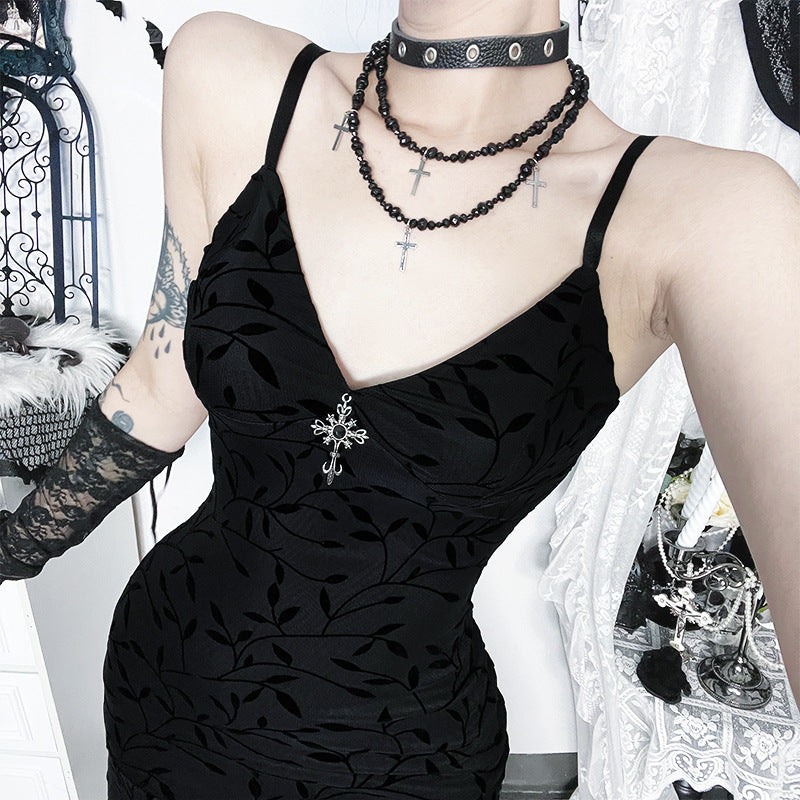 Black Velvet Bodycon Cami Dress Sexy Urban Style