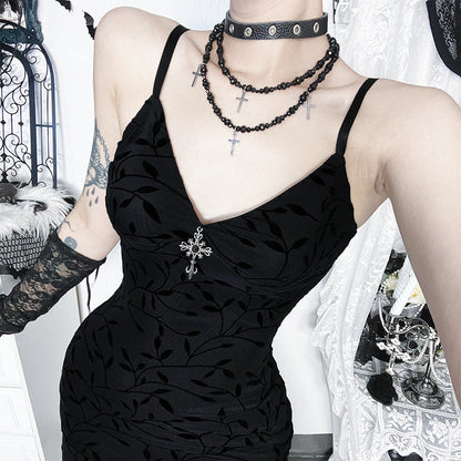 Black Velvet Bodycon Cami Dress Sexy Urban Style