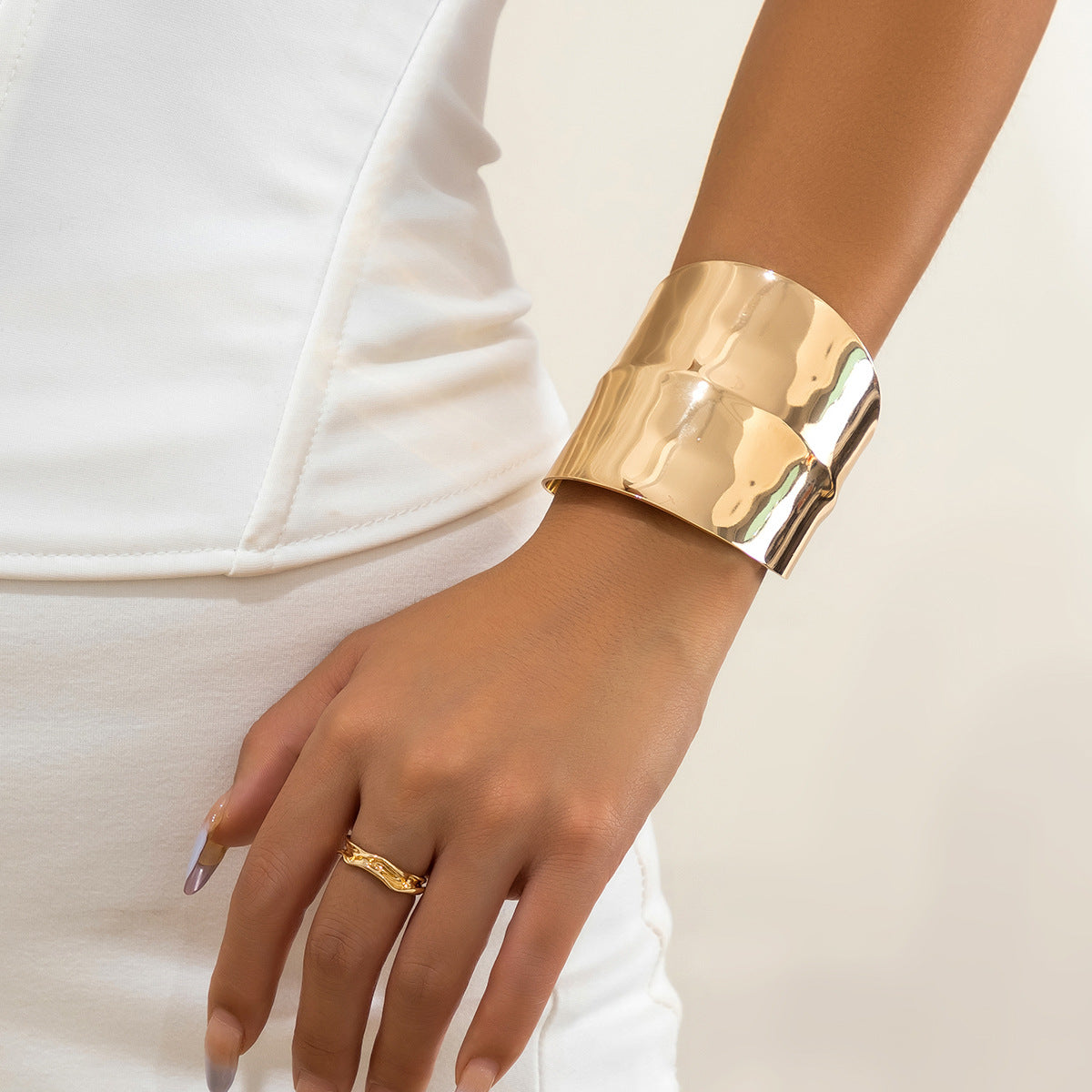 Geometric Cutout Metal Cuff Bracelet Trendy Fashion Jewelry