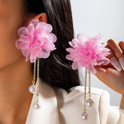 Floral Tassel Drop Earrings Elegant Gift For Women