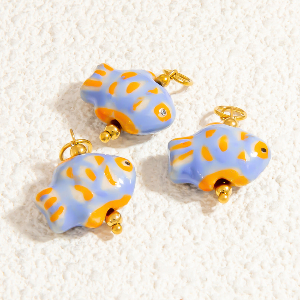 Fashion Stainless Steel Natural Stone Pendant Earrings