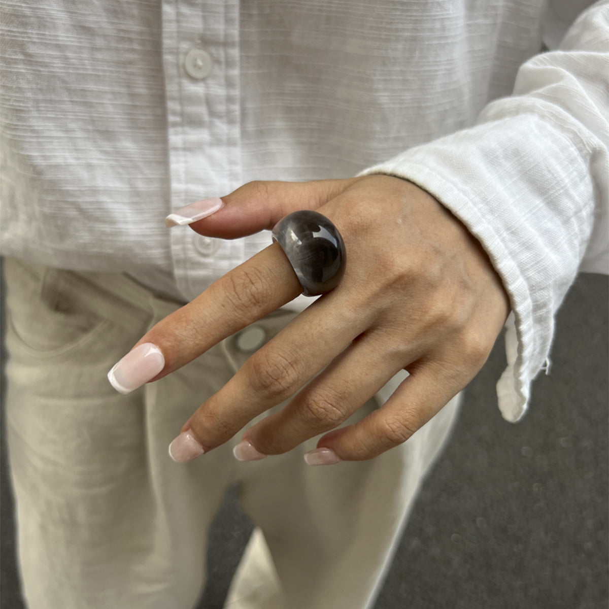 Trendy Geometric Acrylic Statement Ring For Women