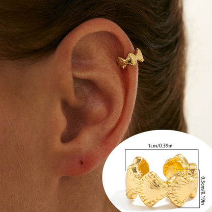 Sea Star Shell C-Shaped Earrings With Floral Design