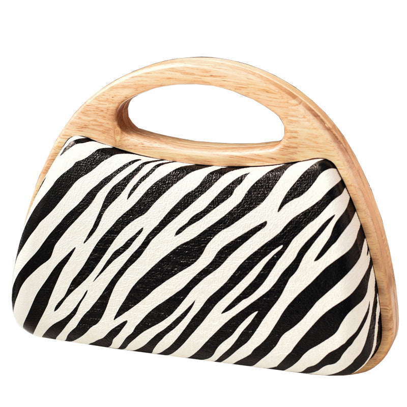 Retro Zebra Print Evening Clutch Bag Stylish Polyester Handbag