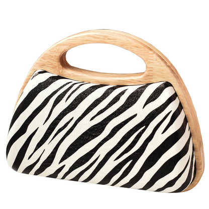 Retro Zebra Print Evening Clutch Bag Stylish Polyester Handbag