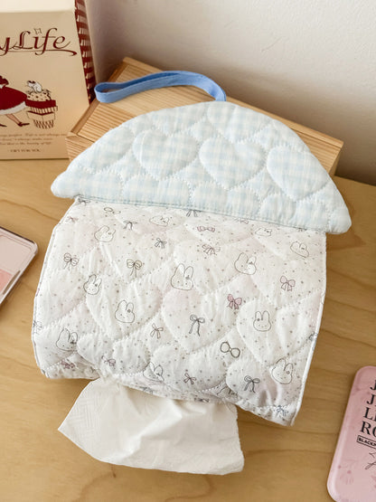 Heart-Shaped Quilted Tissue Organizer Car Hanging Holder