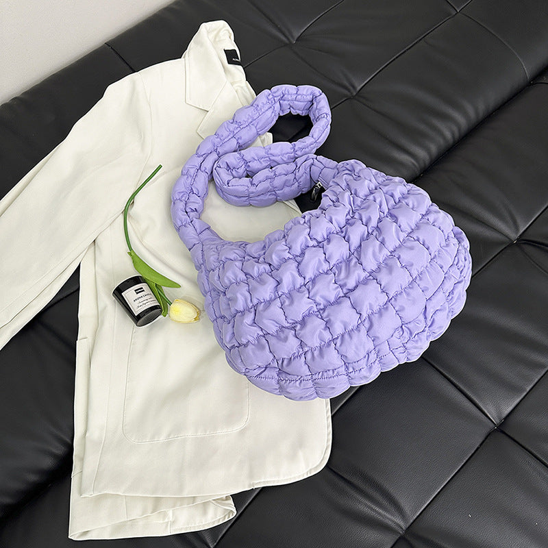 Wrinkled Cloud Crossbody Bag Trendy Nylon Tote