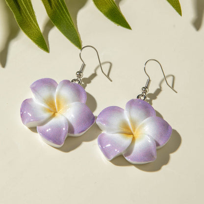 Gradient Flower Earrings Cute Fresh Style Resin Jewelry