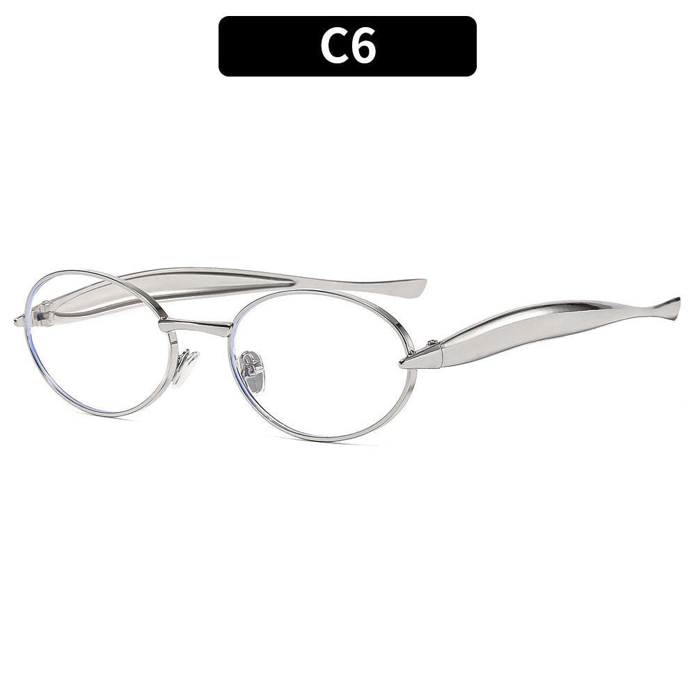 Metal Oval Sunglasses Stylish UV400 Protective Eyewear