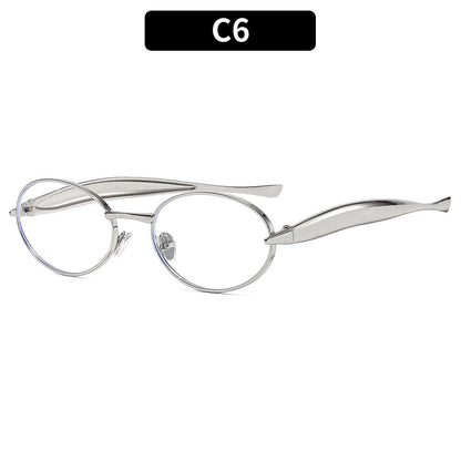 Metal Oval Sunglasses Stylish UV400 Protective Eyewear