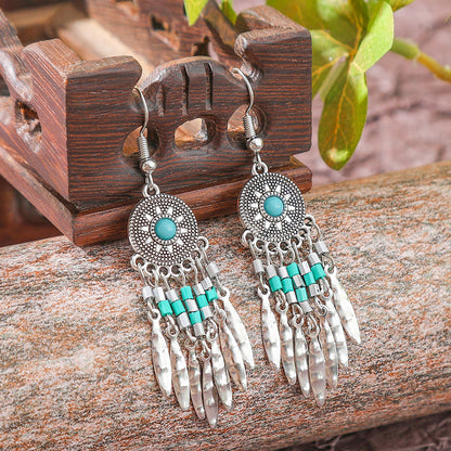 Bohemian Vintage Floral Tassel Earrings for Women