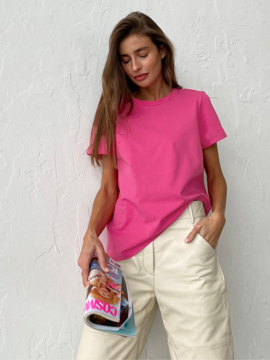 Casual Solid Cotton Short Sleeve T-Shirt for Everyday Wear