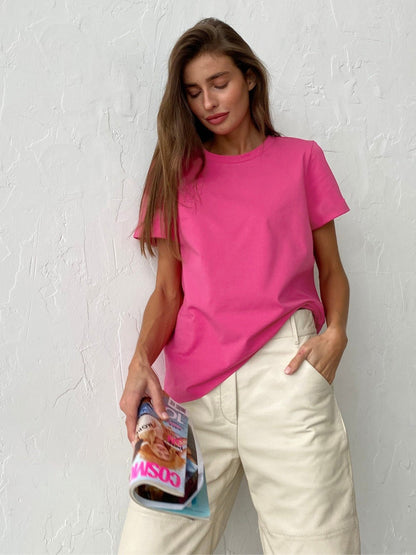 Casual Solid Cotton Short Sleeve T-Shirt for Everyday Wear