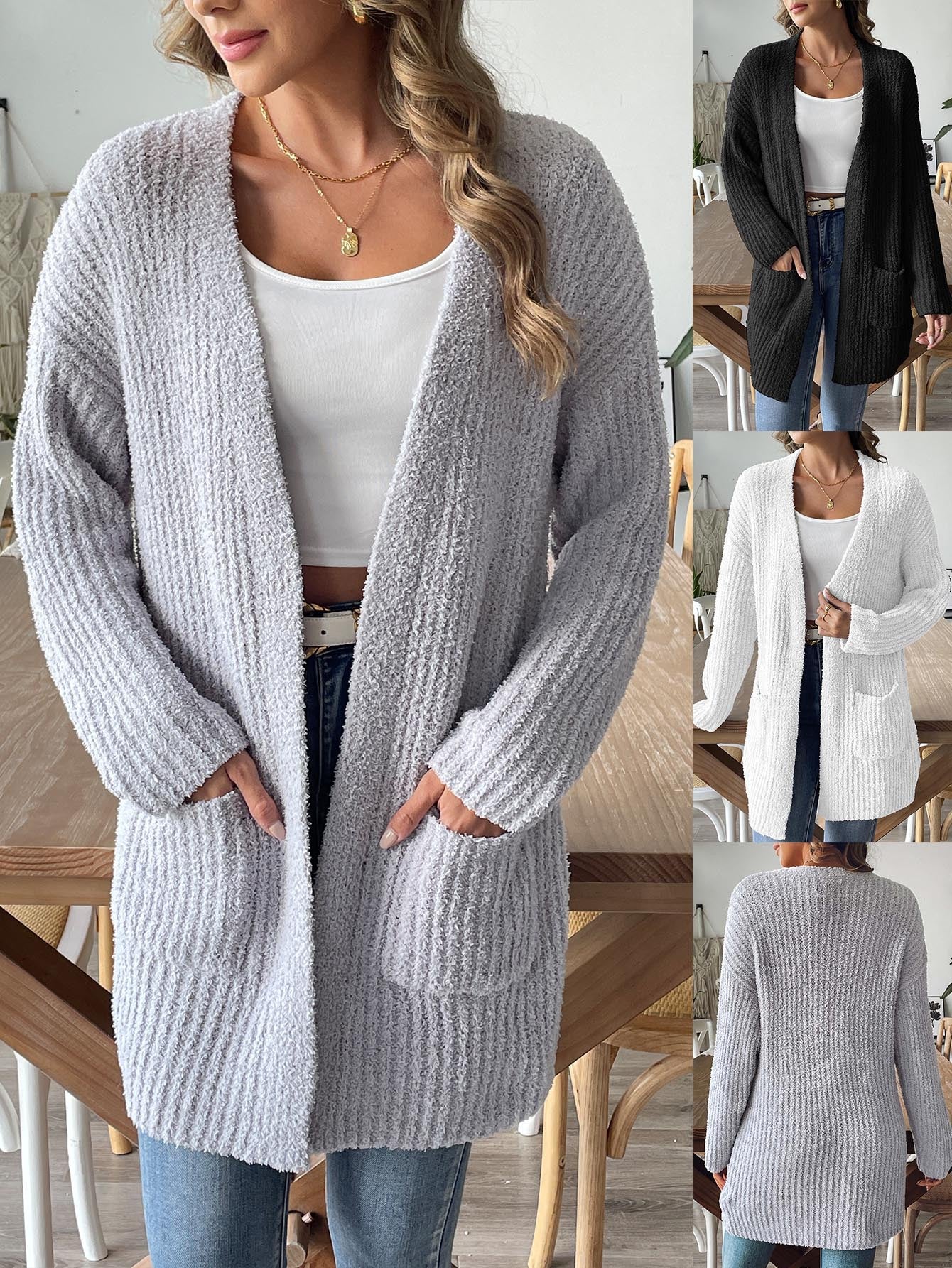 Women鈥檚 Casual Knit Cardigan With Pockets