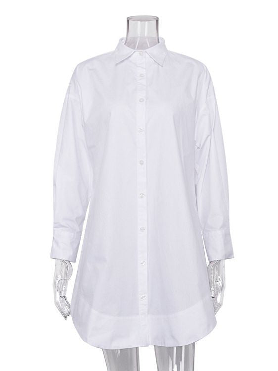 Loose-Fit White Shirt With Collar For Elegant Casual Style