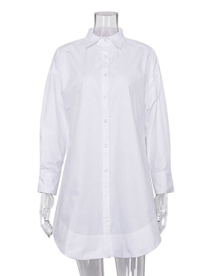 Loose-Fit White Shirt With Collar For Elegant Casual Style