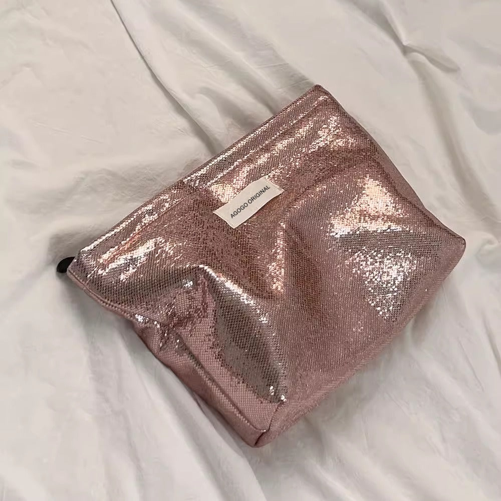 Simple Shining Large Capacity Portable Cosmetic Bag