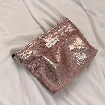 Simple Shining Large Capacity Portable Cosmetic Bag