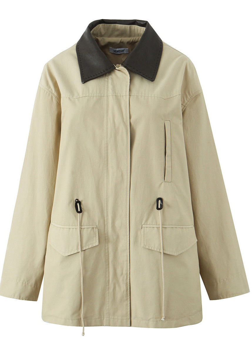 Utility Jacket Lightweight Khaki Contrast Collar