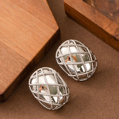 Geometric Hoop Earrings Stylish Copper Silver Plated