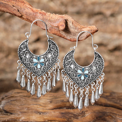 Bohemian Tassel Drop Earrings Geometric Alloy Earrings