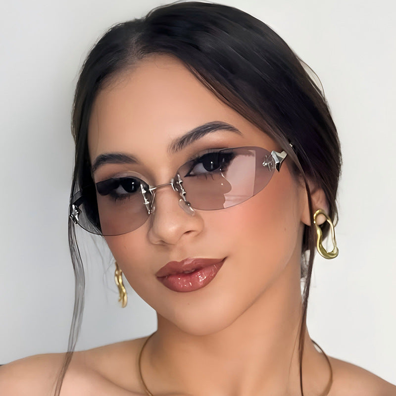 Y2K Star Oval Sunglasses Retro Metal Sunglasses for Outdoor Style