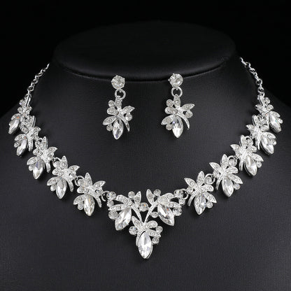 Dragonfly Jewelry Set - Alloy And Crystal Earrings And Necklace