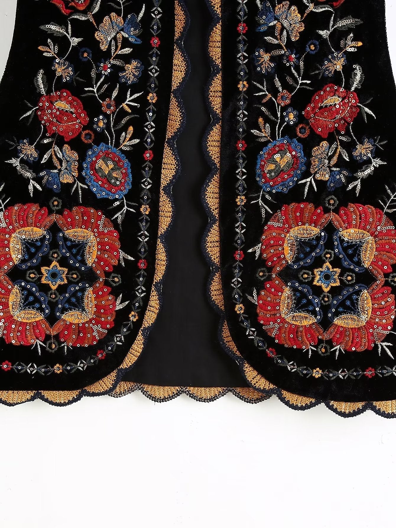 Vintage Flower EmbroideriesÂ Open Front Vest