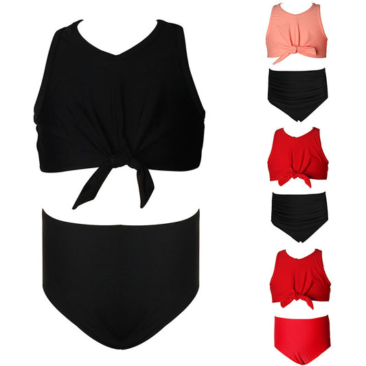 New Girls' Two-Piece Swimsuit With Floral Print For Swimming