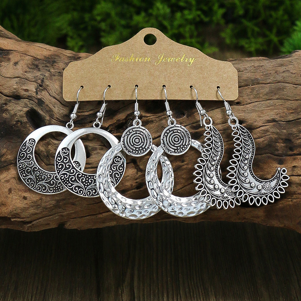Vintage Geometric Alloy Earrings Set for Women