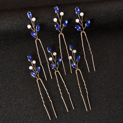 Emerald U-Shaped Hair Pins Set of 6 - Elegant Hair Accessories