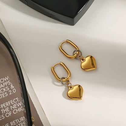 Love Pendant Cute Hoop Earrings
