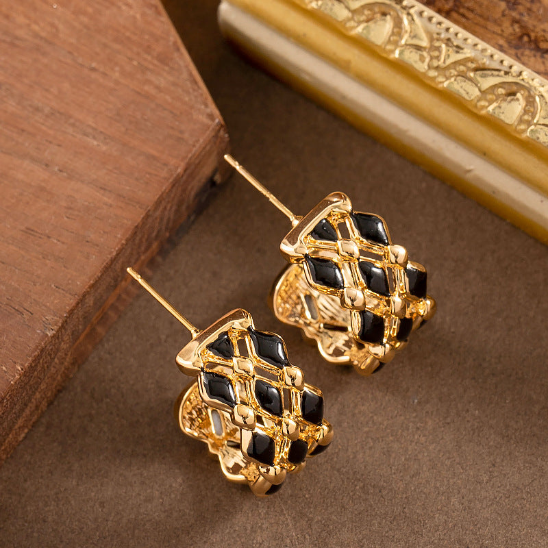 Trendy Geometric Letter C Earrings Stylish Casual Alloy With 925 Silver Posts