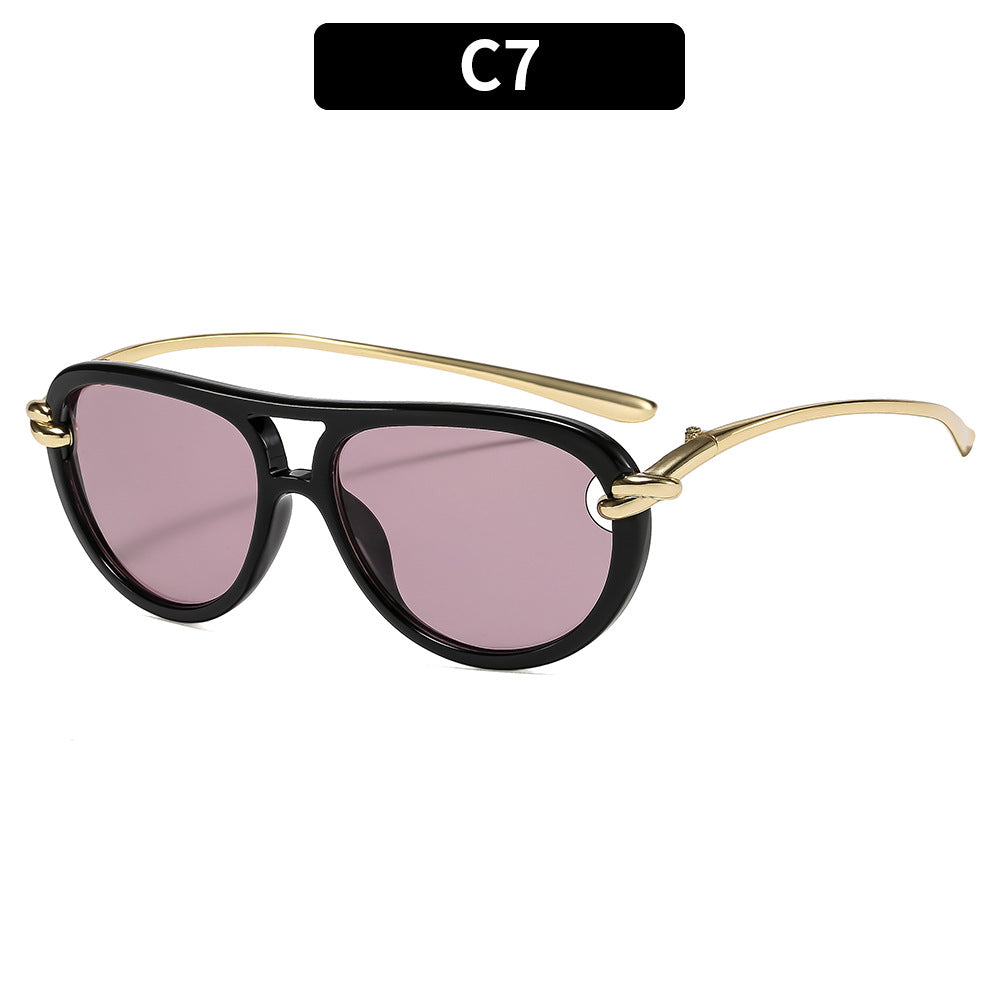 Trendy Knot Double Beam UV400 Sunglasses for Outdoor Activities