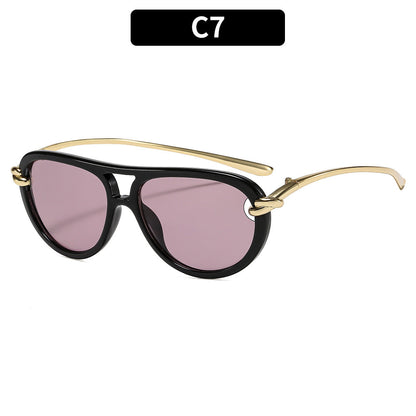 Trendy Knot Double Beam UV400 Sunglasses for Outdoor Activities