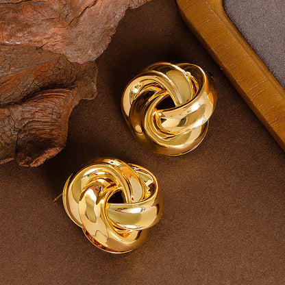 Geometric Silver Needle Earrings Trendy High-End Design
