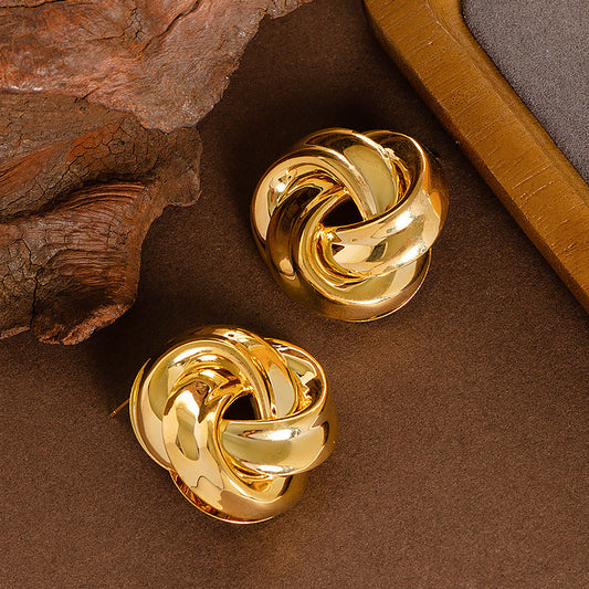 Geometric Silver Needle Earrings Trendy High-End Design