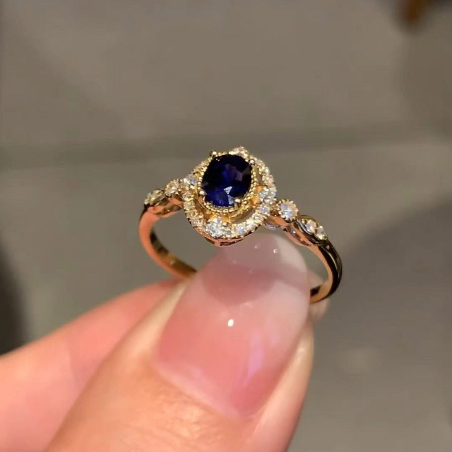Vintage Blue Gemstone Rhinestone Rings