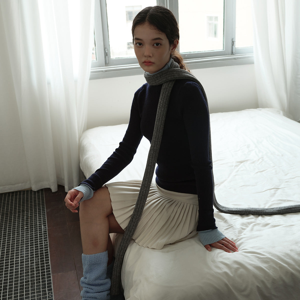Trendy Knitted Striped Long Scarf for Women