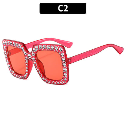 Colorful Bling Square Sunglasses Retro UV400 Protection