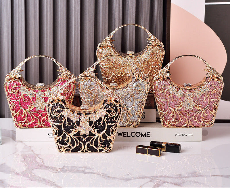 Elegant Black Evening Clutch with Hollow Design