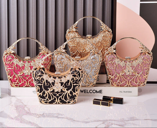 Elegant Black Evening Clutch with Hollow Design