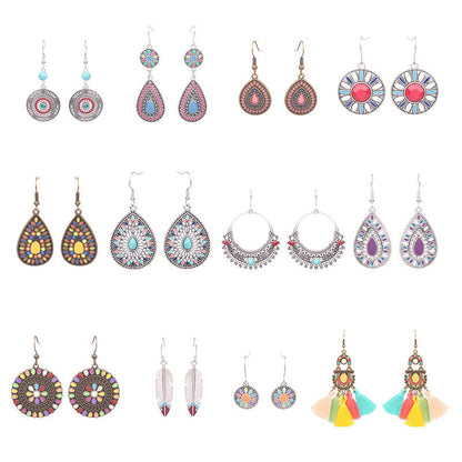 Colorful Geometric Drop Oil Dangle Earrings for Women
