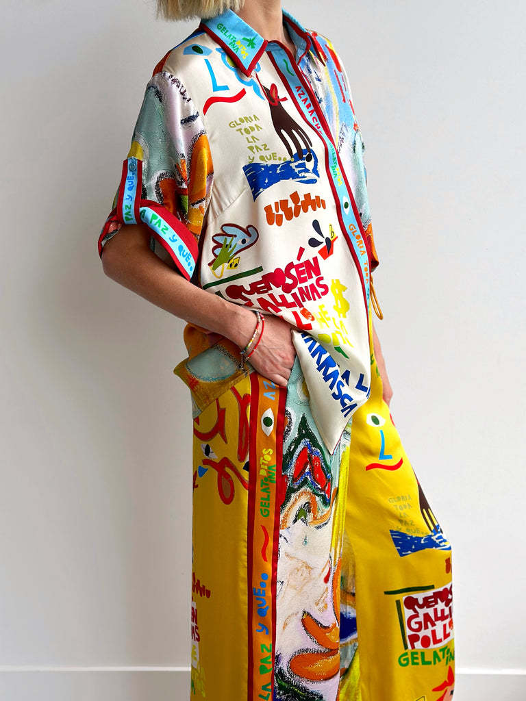 Trendy Colorful Printed Short Sleeve Jumpsuit Set
